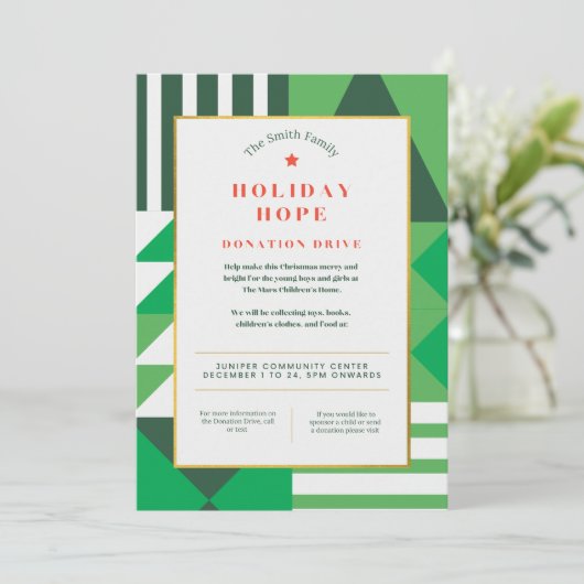 Holiday Hope Kerst Evenement Uitnodiging (Staand voorkant)