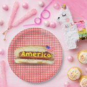 Holiday Hot Dog op Gingham Paper Bord (Feest)