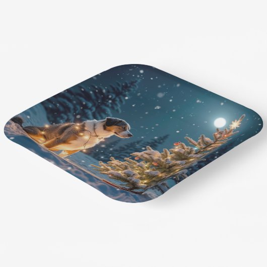 Holiday Hound Tangle in Light String Papieren Bordje (Gebogen)