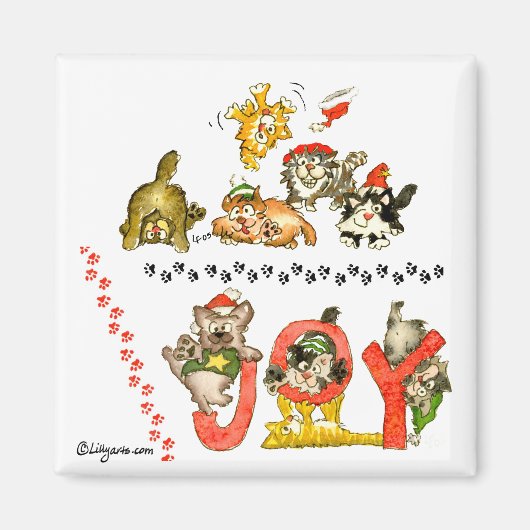 Holiday Joy Cats Magnet Magneet (Voorkant)