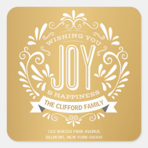 HOLIDAY JOY CHALKBOARD ADRES STICKKERS VIERKANTE STICKER