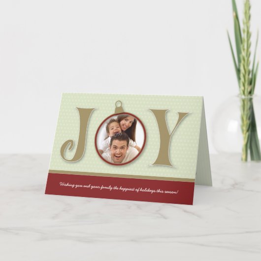 Holiday Joy Custom Family Holiday Kaart (rood) (Voorkant)
