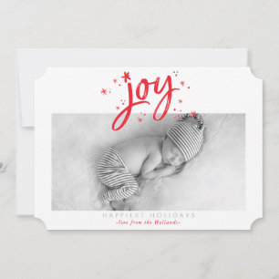HOLIDAY JOY PHOTO modern feestelijke leuke rode sp Feestdagenkaart