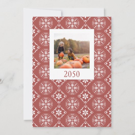 Holiday Joyful Script Red Winter Snowflake 1 Foto Feestdagenkaart (Achterkant)