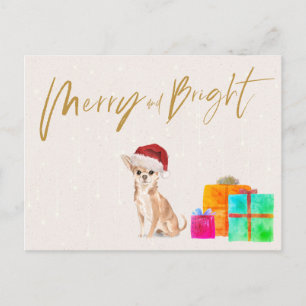 Holiday Kerstmis Chihuahua Dog Merry Bright Briefkaart