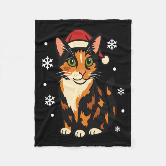 Holiday Kitten Cute Christmas Cat Design Uni Long  Fleece Deken (Voorkant)