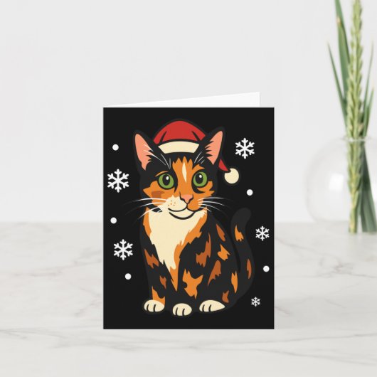 Holiday Kitten Cute Christmas Cat Design Uni Long  Kaart (Voorkant)