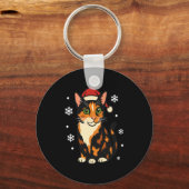 Holiday Kitten Cute Christmas Cat Design Uni Long  Sleutelhanger (Voorkant)