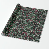 Holiday Land Holly Berries Kerstmis Cadeaupapier (Uitgerold)