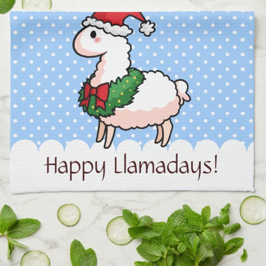 Holiday Llama Elf Theedoek (Gevouwen)