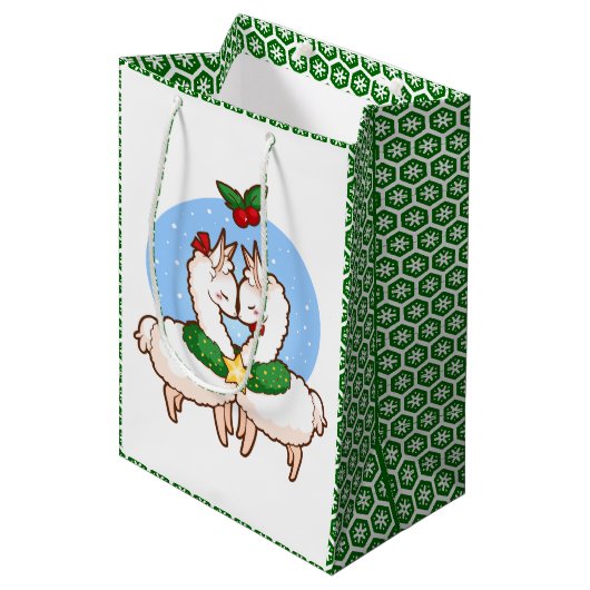 Holiday Love Llamas Medium Cadeauzakje (Voorkant Gekanteld)