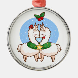 Holiday Love Llamas Metalen Ornament