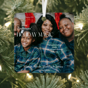 Holiday Magic Magazine Hoesje-stijl familiefoto Metalen Ornament