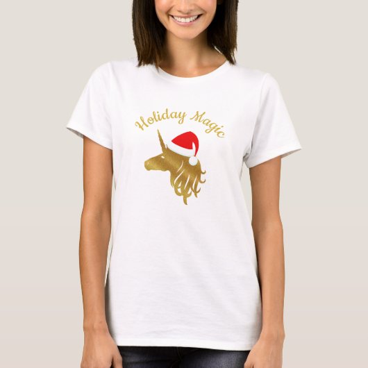 Holiday Magic Unicorn Kerstmis T shirt (Voorkant)