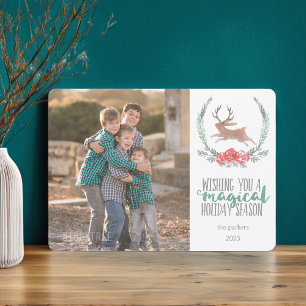 Holiday Magic Woodland Jackalope-fotokaarten Feestdagenkaart