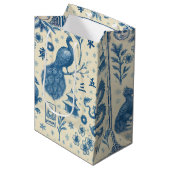 Holiday Mahjong Toile Charm Gift Bag Medium Cadeauzakje (Voorkant Gekanteld)