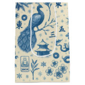 Holiday Mahjong Toile Charm Gift Bag Medium Cadeauzakje (Achterkant)