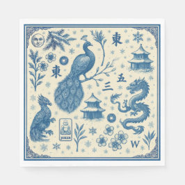 Holiday Mahjong Toile Napkins  Servet