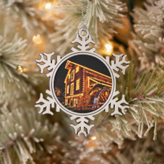 Holiday Mill snewflake pewter kerstversiering Tin Sneeuwvlok Ornament