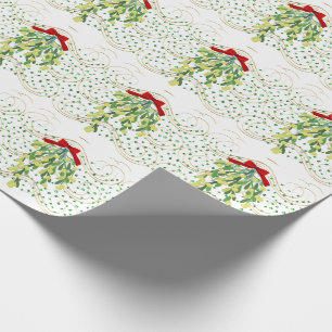 Holiday Mistletoe en Groene Stones Cadeaupapier