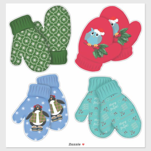 Holiday Mittens | Kerstdecor | Groot Sticker (Vel)