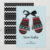 Holiday Mittens Warm Wishes kerstKaart (Voorkant / Achterkant)