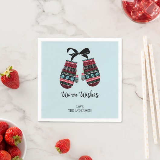 Holiday Mittens Warm Wishes Kerstmet Napkins Servetten (Insitu)