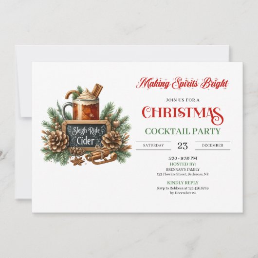 Holiday modern Christmas cocktail party invitation (Devant)