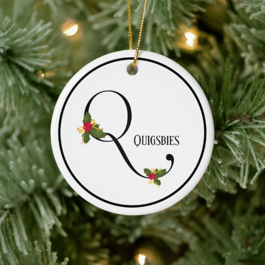Holiday Monogram Letter Q Persoonlijk Keramisch Ornament (Boom)