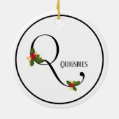 Holiday Monogram Letter Q Persoonlijk Keramisch Ornament (Achterkant)