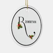Holiday Monogram Letter R Persoonlijk Keramisch Ornament (Rechts)