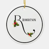 Holiday Monogram Letter R Persoonlijk Keramisch Ornament (Voorkant)