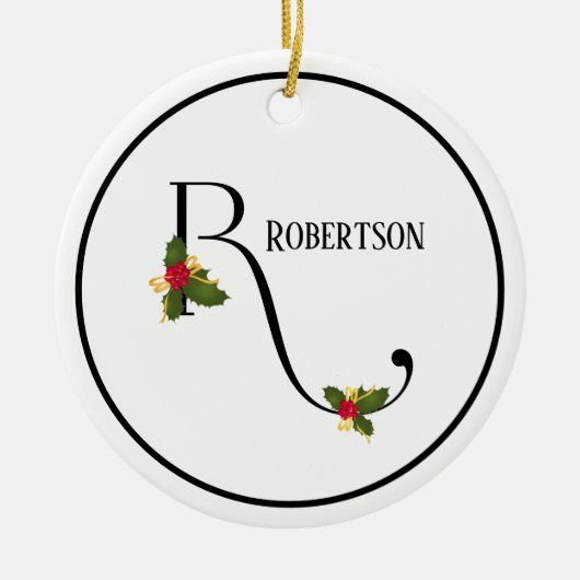 Holiday Monogram Letter R Persoonlijk Keramisch Ornament (Voorkant)