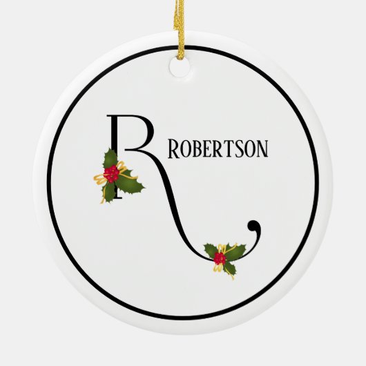 Holiday Monogram Letter R Persoonlijk Keramisch Ornament (Achterkant)
