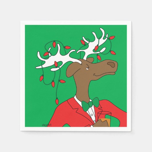 Holiday Moose Cocktail Napkin Servet (Voorkant)