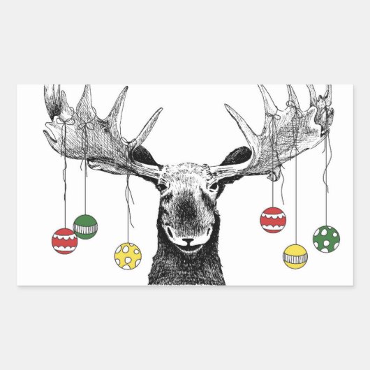 Holiday Moose Rechthoekige Sticker (Voorkant)