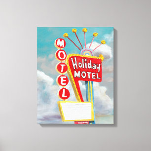 Holiday Motel Sign Canvas Afdruk