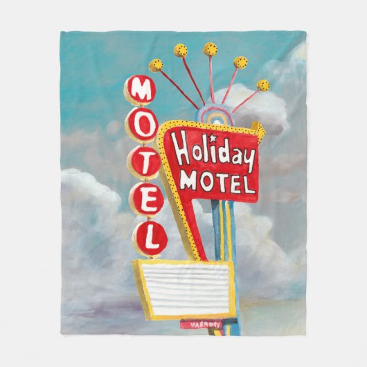 Holiday Motel Sign Fleece Deken (Voorkant)