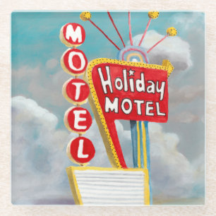 Holiday Motel Sign Glazen Onderzetter