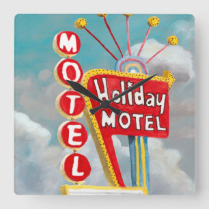 Holiday Motel Sign Vierkante Klok