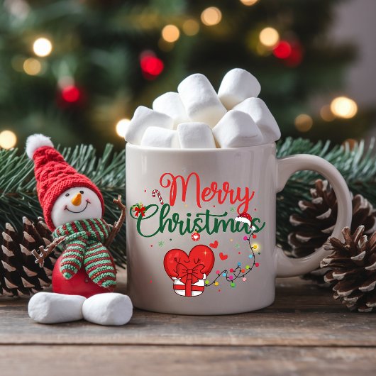Holiday Mug with Heart and Lights