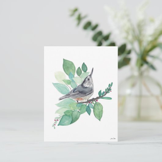 Holiday Nuthatch Bird Feestdagenkaart (Staand voorkant)