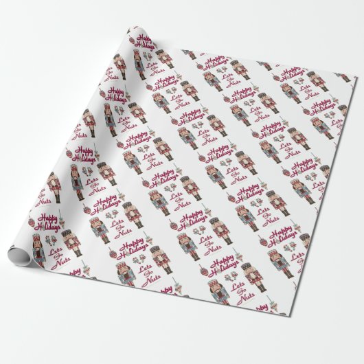Holiday Nutkraker Lets Go Nuts Cadeaupapier (Uitgerold)