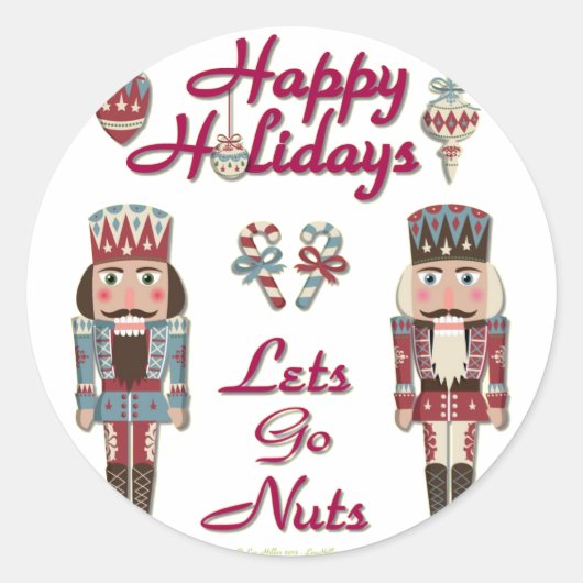 Holiday Nutkraker Lets Go Nuts Ronde Sticker (Voorkant)