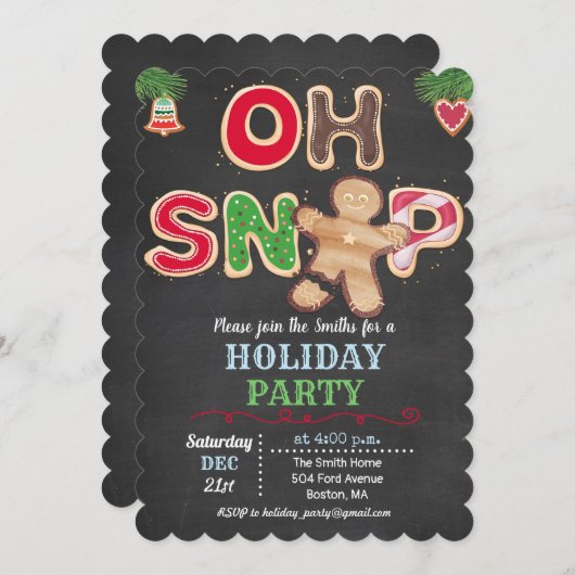 Holiday Oh Snap Gingerbread Cookie Invitation (Devant / Derrière)