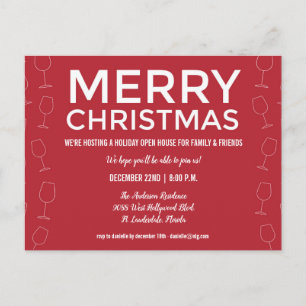 Holiday Open House Noël Red Wine Party Invitation