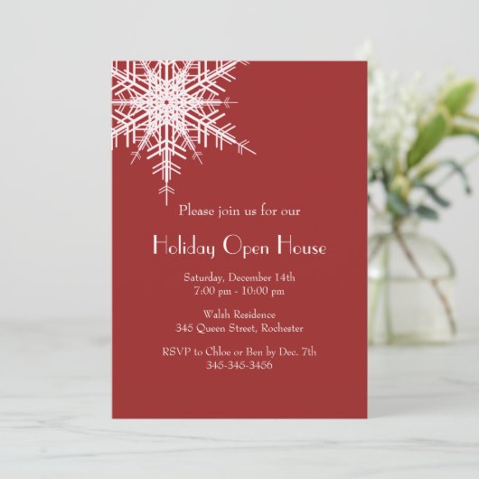 Holiday Open House Offset Snowy Invitation (Debout devant)