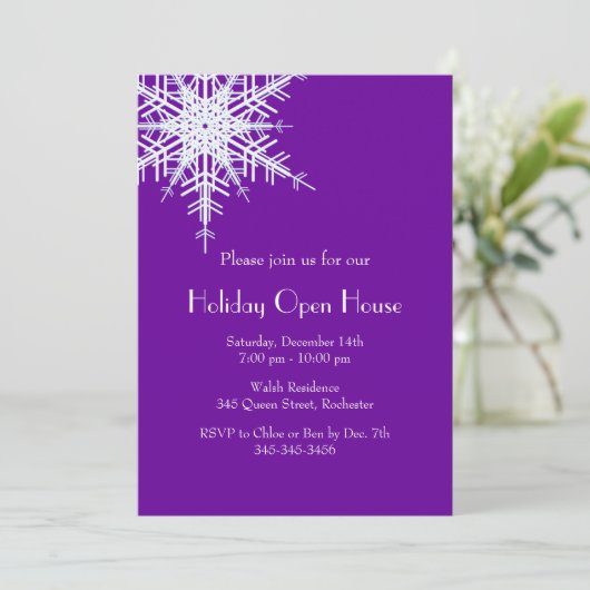 Holiday Open House Offset Snowy Invitation (Debout devant)