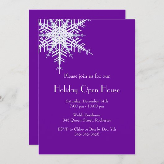 Holiday Open House Offset Snowy Invitation (Devant / Derrière)