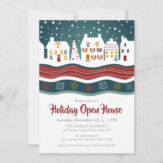 Holiday Open House Winter Kerstmis Kaart (Voorkant)